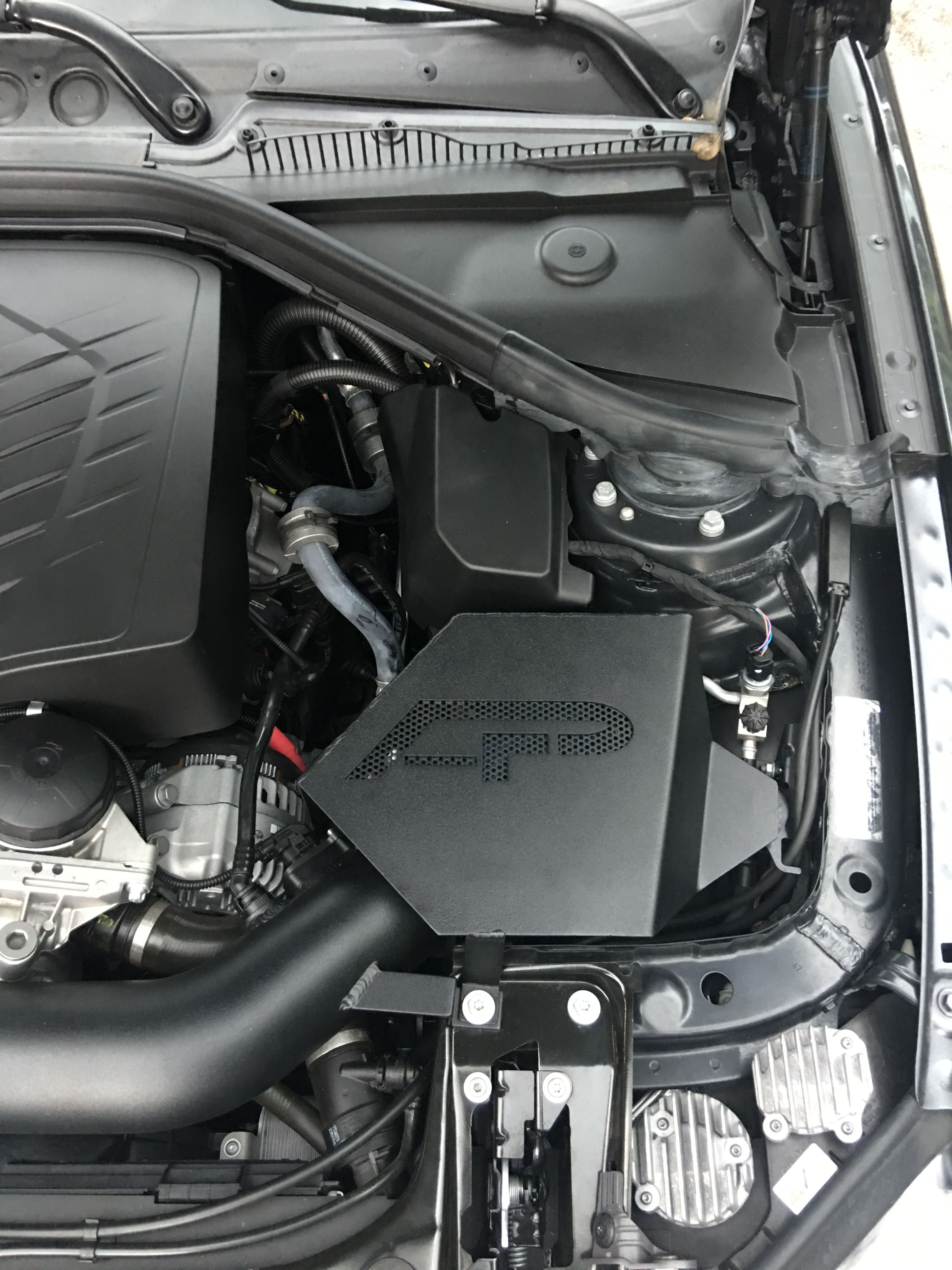 BMW M235i Engine bay with Agency Power Intake installed