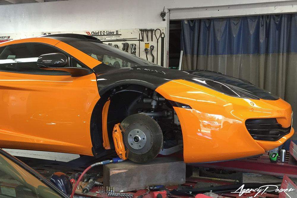 McLaren MP4-12c gets Agency Power Carbon Fiber Front Fenders Installed